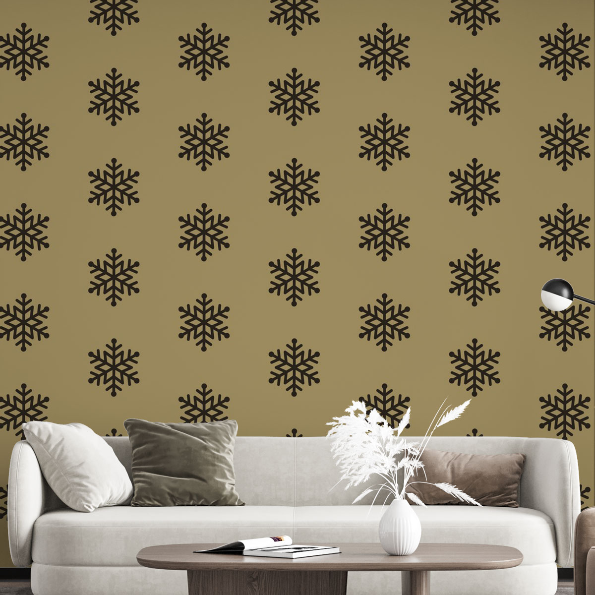 Christmas Snowflake Clipart On The Brown Background Wall Mural