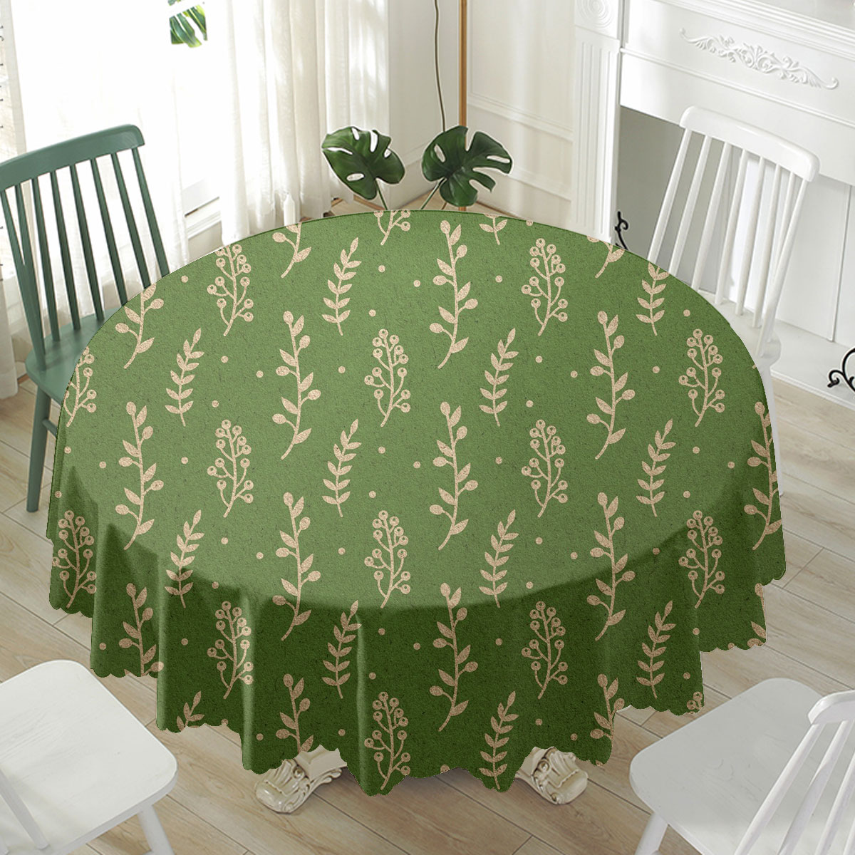 Christmas Plants Seamless Pattern Waterproof Tablecloth