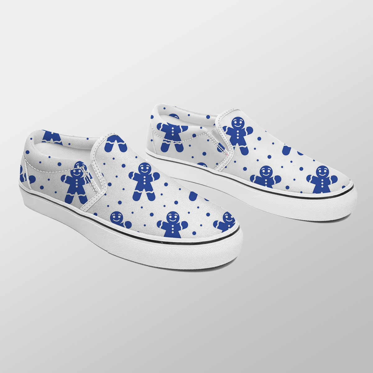 Christmas Gingerbread Man On The Light Background Slip On Sneakers