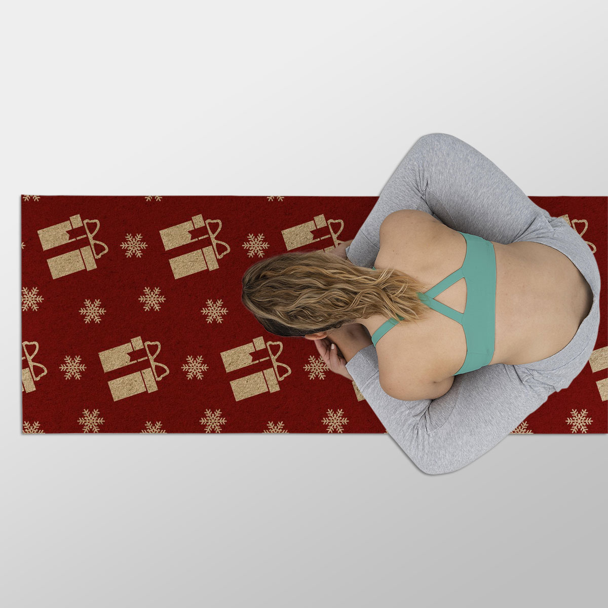 Christmas Presents And Snowflakes Seamless Pattern Yoga Mat