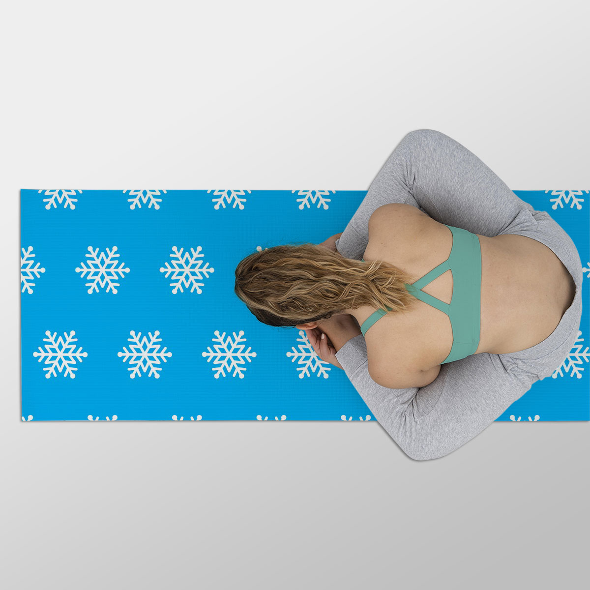Christmas Snowflake Clipart On The Blue Background Yoga Mat