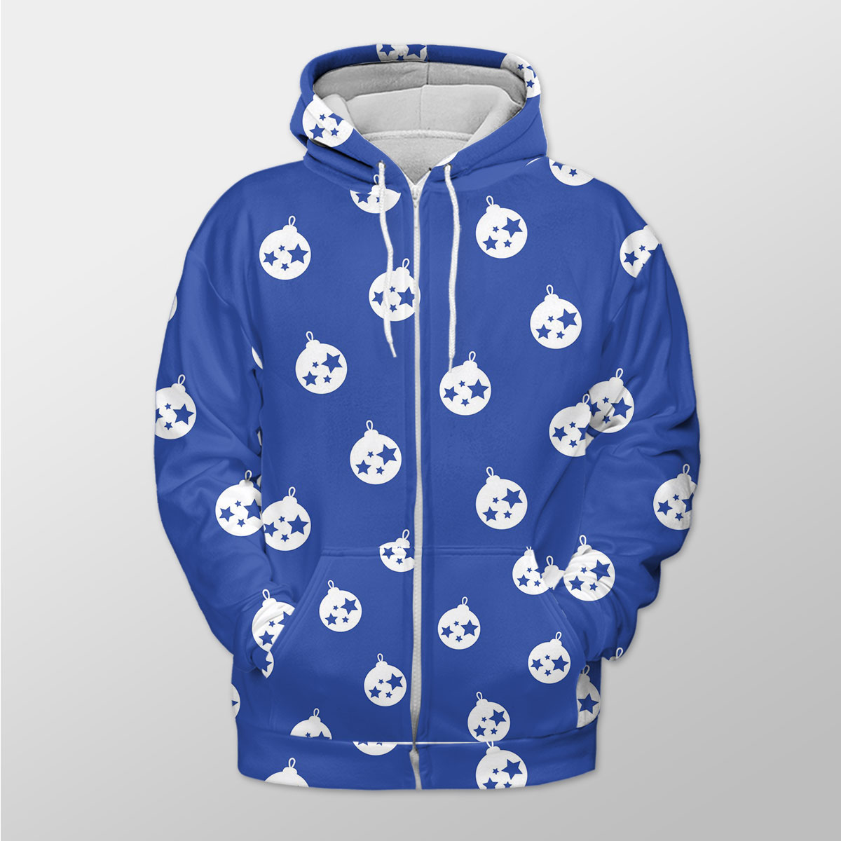 Christmas Balls On The Navy Blue Background Zip Hoodie