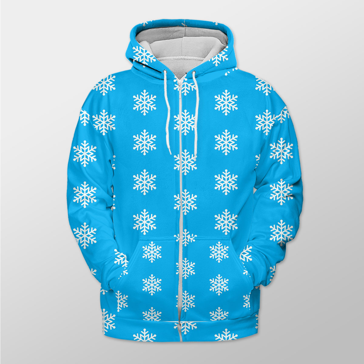Christmas Snowflake Clipart On The Blue Background Zip Hoodie