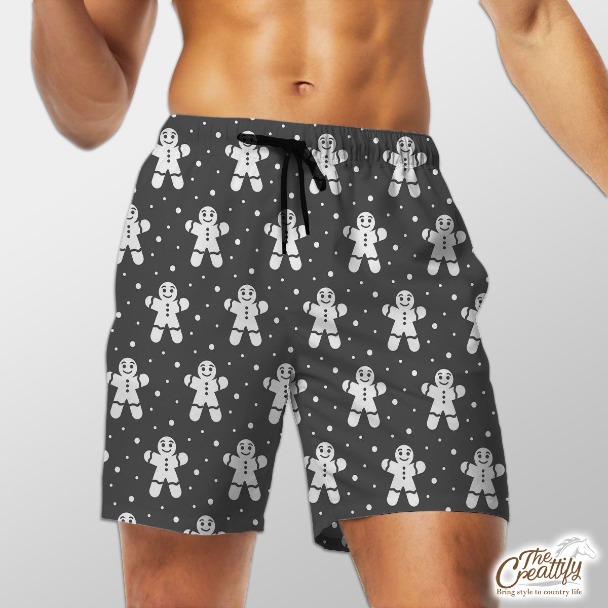 Grey And White Gingerbread Man Shorts