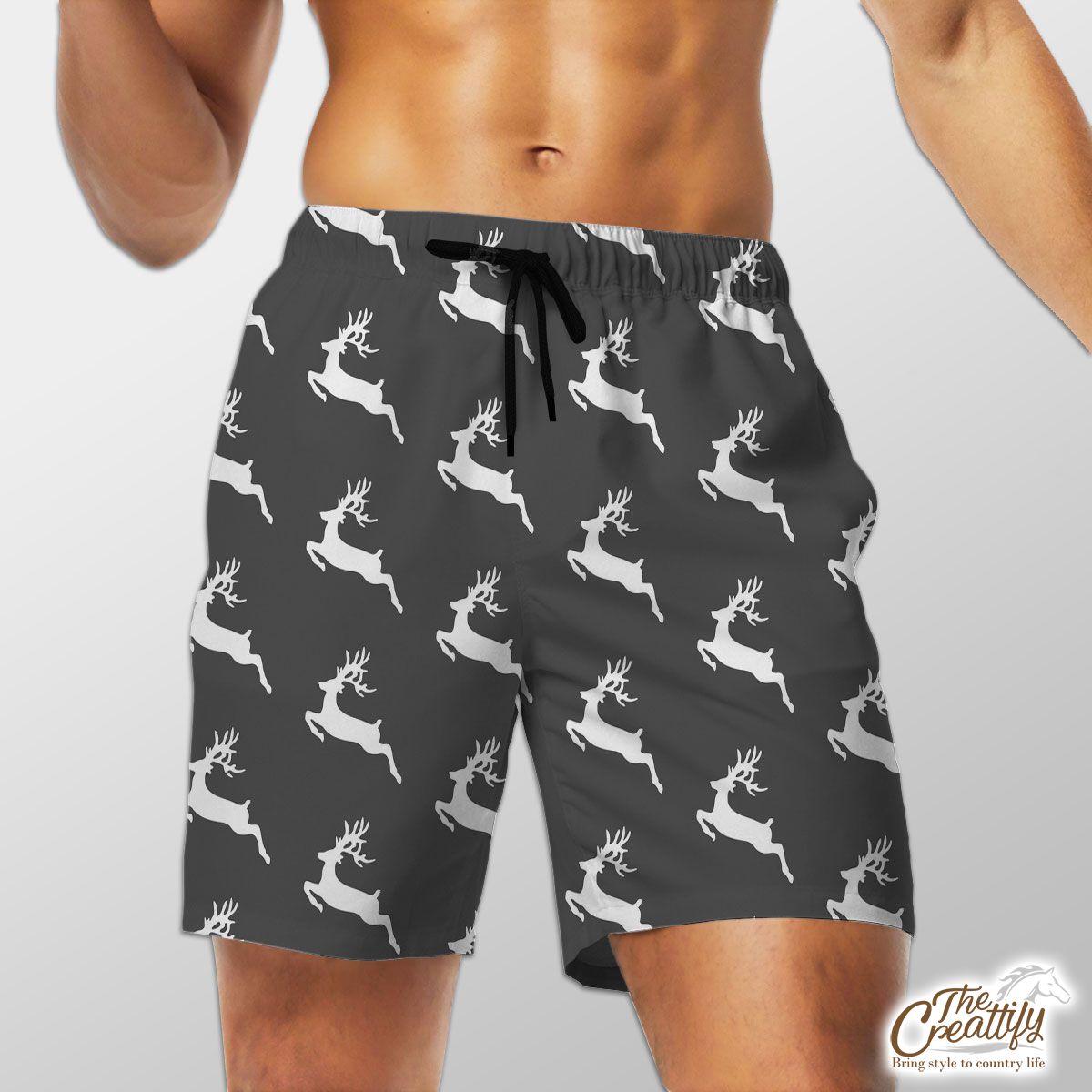 Grey And White Reindeer Shorts