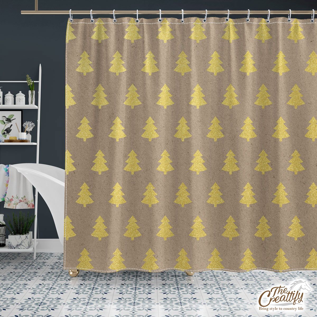Christmas Tree, Christmas Tree Decorations, Pine Tree Pattern Shower Curtain