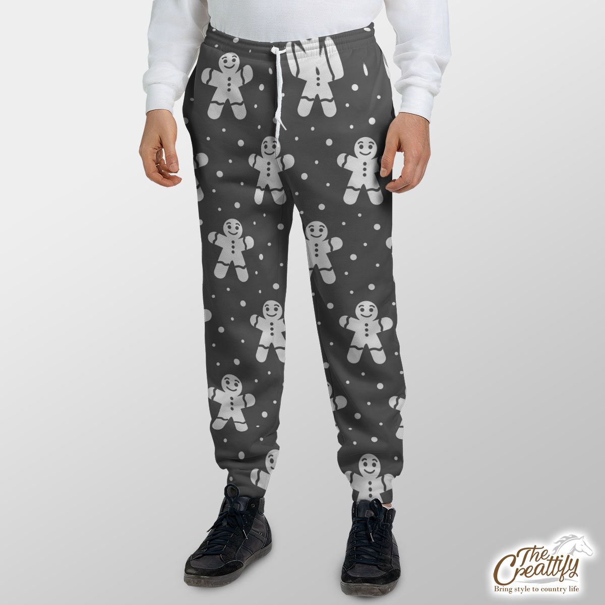 Grey And White Gingerbread Man Sweatpants