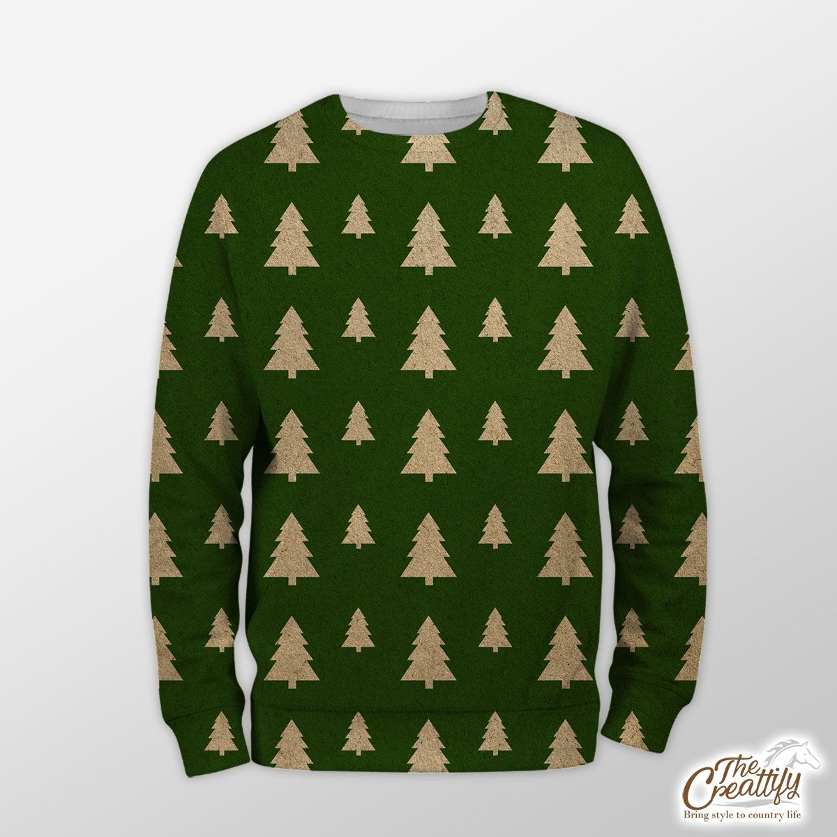 Christmas Tree, Christmas Tree Decorations, Pine Tree Pattern On Green 2 Sweatshirt