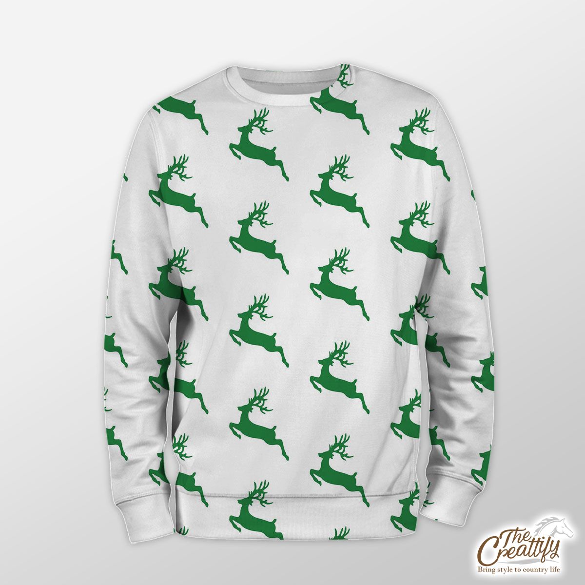 Green And White Christmas Reindeer Sweatshirt