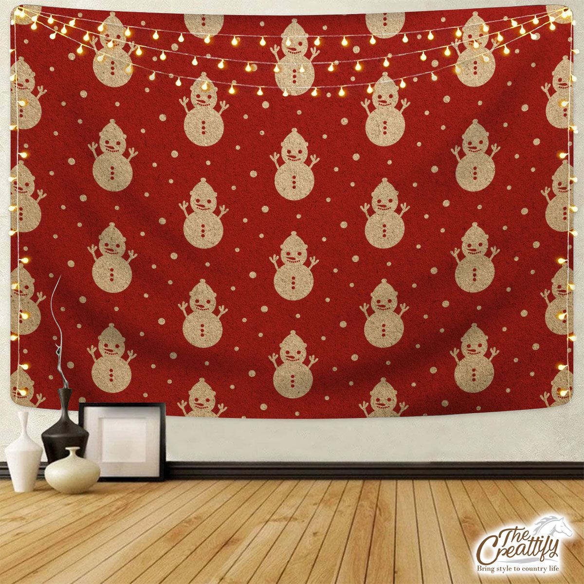 Christmas Snowman Seamless Pattern Tapestry