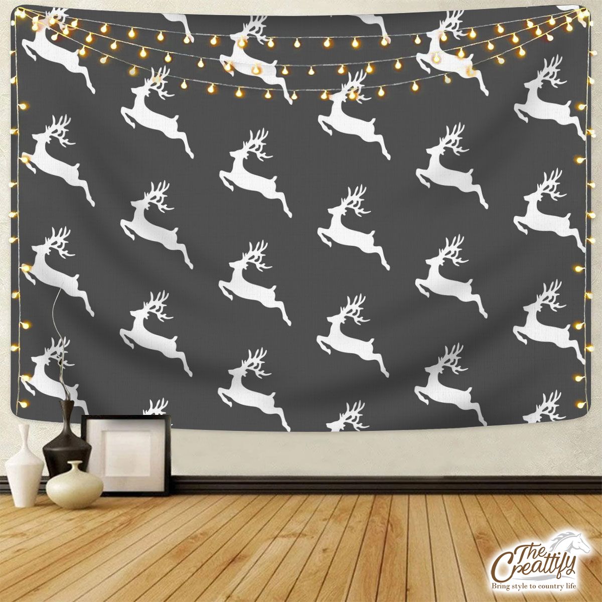 Grey And White Reindeer Tapestry
