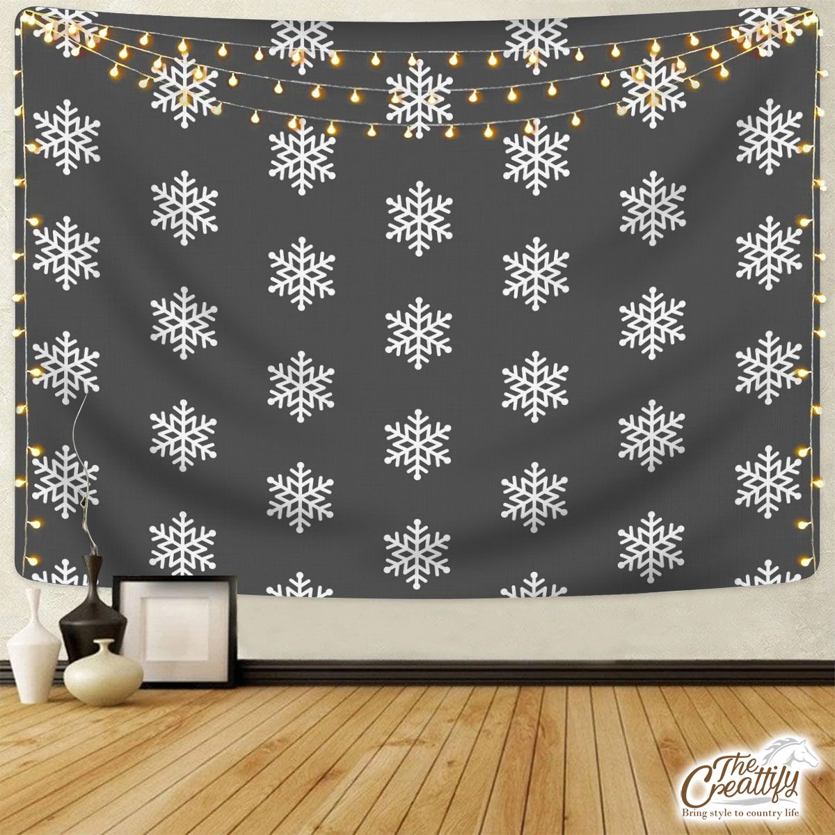 Grey And White Snowflake Tapestry